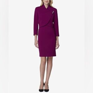 NWT Tahari Arthur S Levine SHEATH DRESS & CROPPED JACKET | MAGENTA | size 8